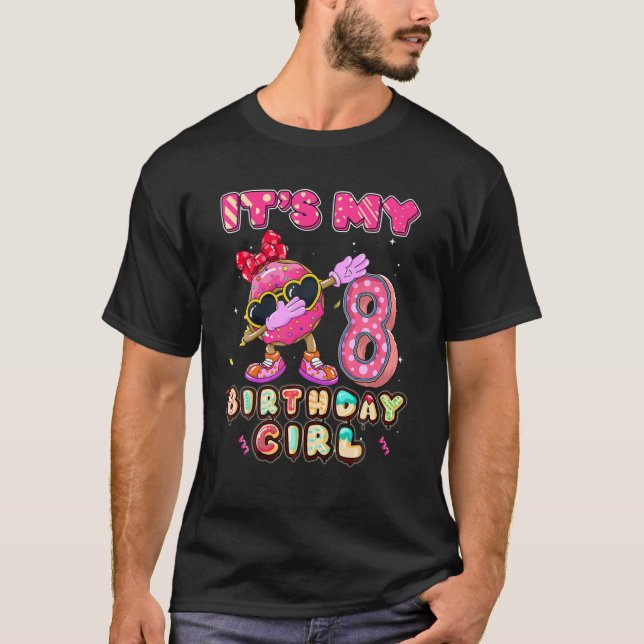 Sweet Donut Dabbing It's My 8Th Birthday 8 Years O T-Shirt (Front)