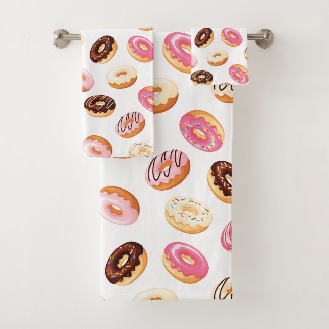 Sweet Donut Pattern Bath Towel Set (Insitu)