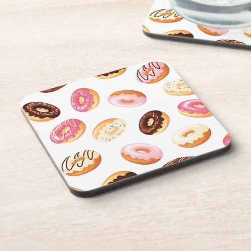 Sweet Donut Pattern Beverage Coaster