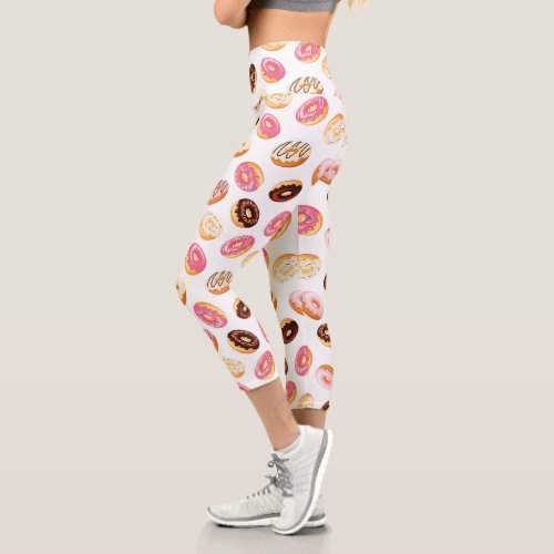 Sweet Donut Pattern Capri Leggings