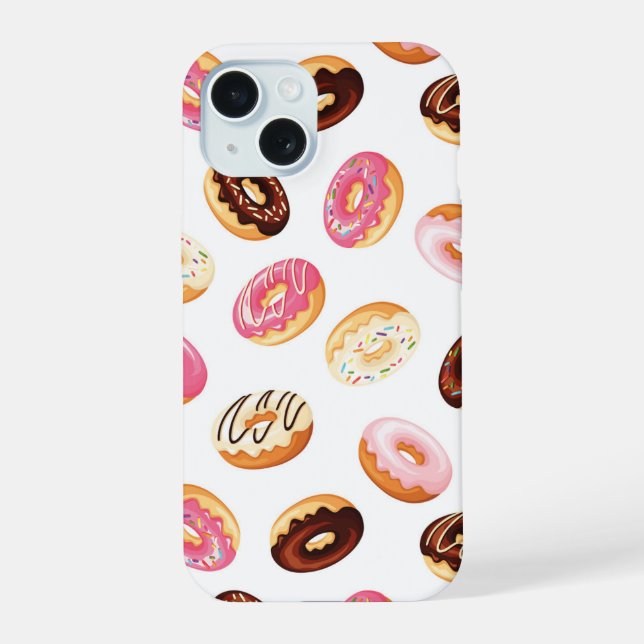 Sweet Donut Pattern iPhone 15 Case (Back)