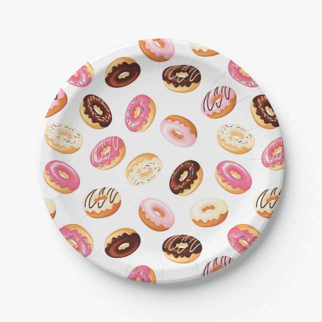 Sweet Donut Pattern Paper Plates (Front)