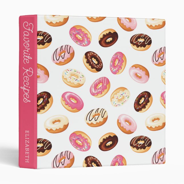 Sweet Donut Pattern | Recipe Book 3 Ring Binder (Front/Spine)