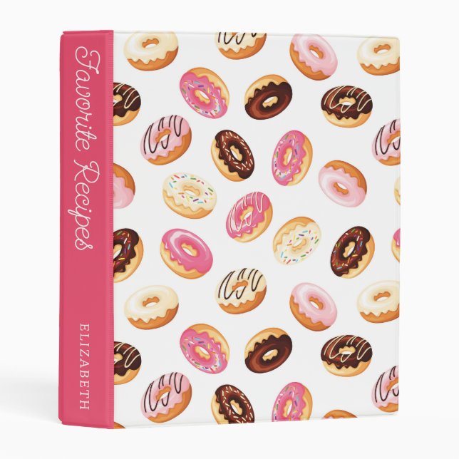 Sweet Donut Pattern | Recipe Book Mini Binder (Front/Spine)