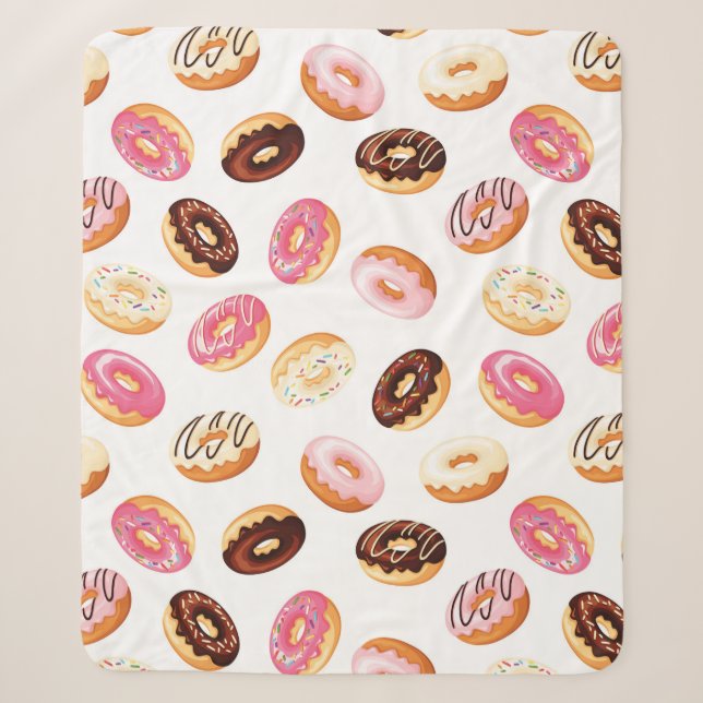 Sweet Donut Pattern Sherpa Blanket (Front)
