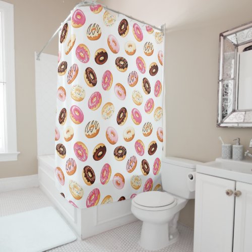 Sweet Donut Pattern Shower Curtain