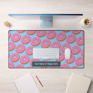 Sweet Donut Rings - Pink / Blue - Add Funny Text Desk Mat