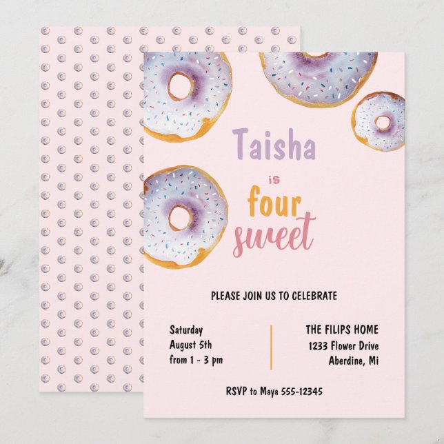 Sweet Donut Watercolor Illustration (Front/Back)