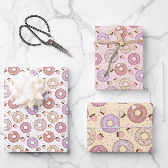 Sweet Donut with Sprinkles Wrapping Paper Sheets (Front)