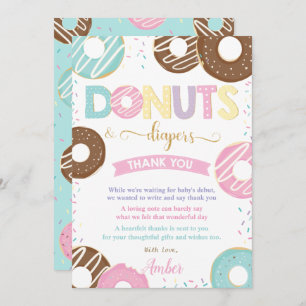 Sweet Donuts and Diapers Doughnuts Baby Shower Thank You Card