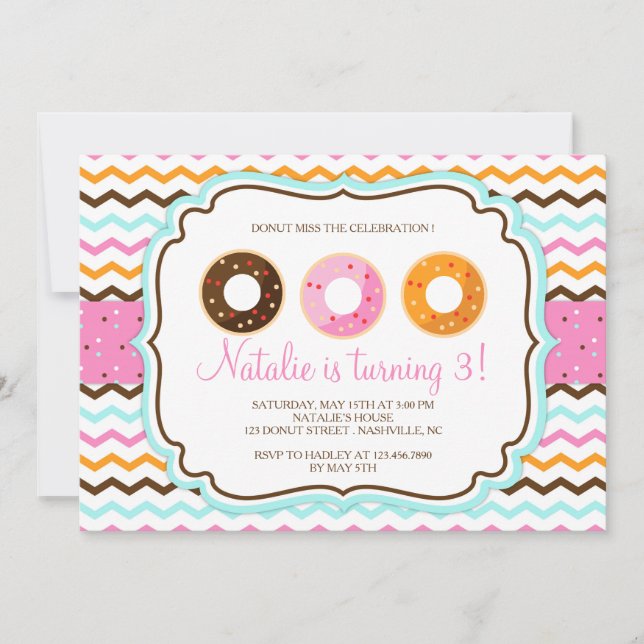 Sweet Donuts Birthday Party Invitation (Front)