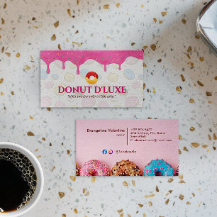 Sweet Donuts Business   Pink Cute Cream Card