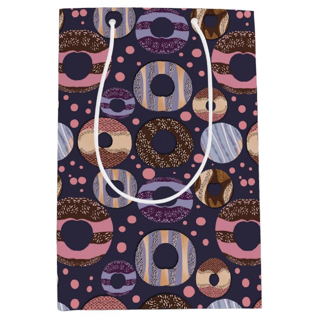 Sweet Donuts Girl Baby Shower Purple Medium Gift Bag (Front)