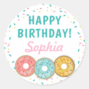 Sweet Donuts Happy Birthday Classic Round Sticker