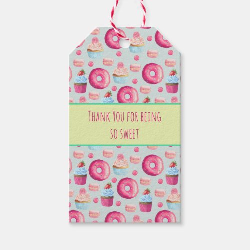 Sweet Donuts Macarons And Cupcakes Thank You Gift Tags