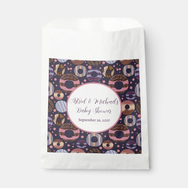 Sweet Donuts Purple Girl Baby Shower  Favor Bag (Front)