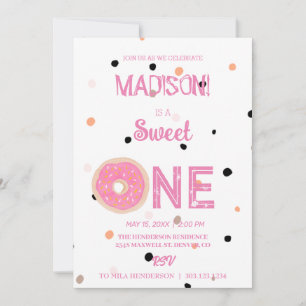 Sweet donuts, rainbow colors, sweet first birthday invitation