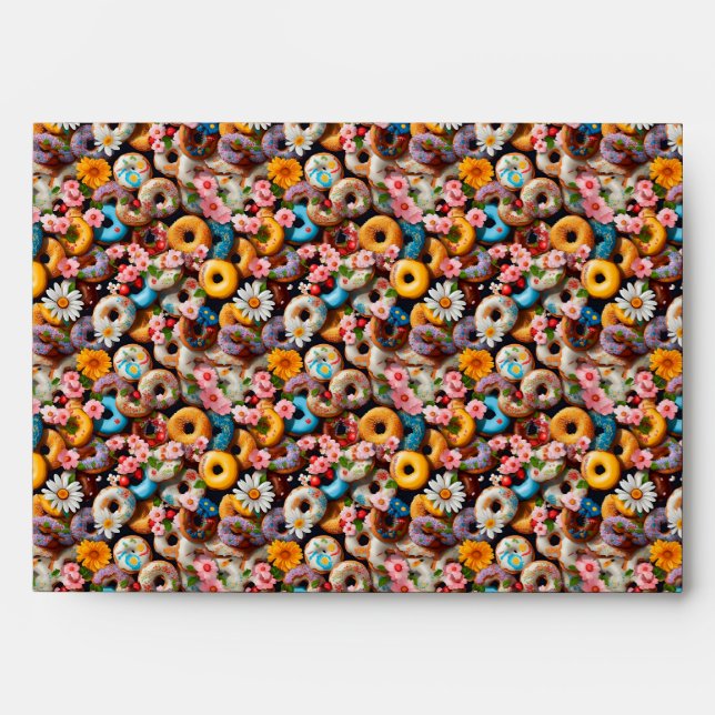 Sweet Donuts Seamless Pattern Design Envelope (Front)