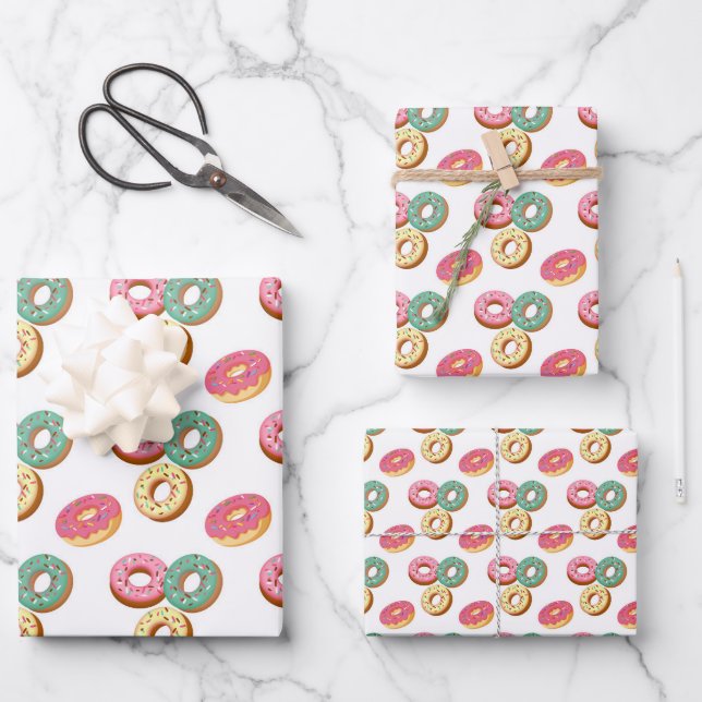 Sweet Donuts Series Design 3  Wrapping Paper Sheets (Front)