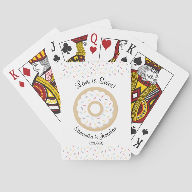 Sweet Donuts Wedding Guest Welcome Bag Poker Cards (Back)