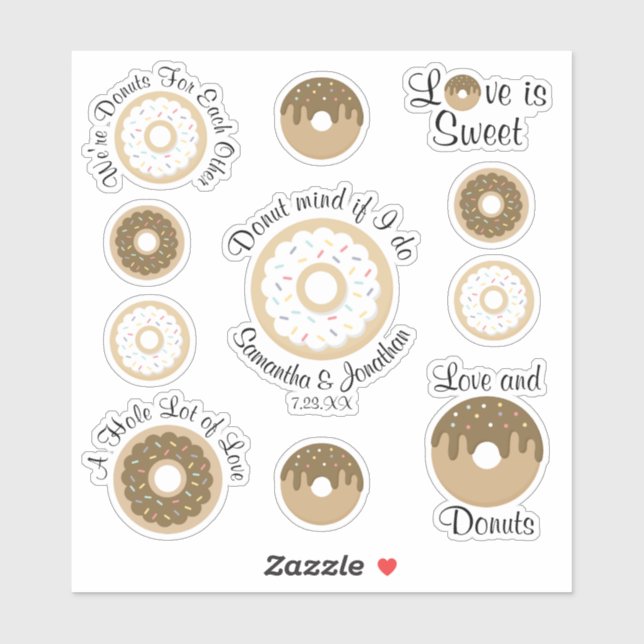 Sweet Donuts Wedding Welcome Bag Sticker (Sheet)