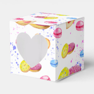 Sweet donuts with colorful glaze pattern favor boxes