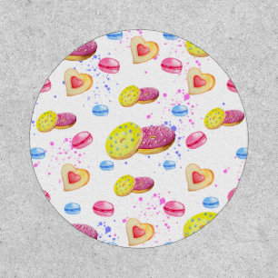 Sweet donuts with colorful glaze pattern patch