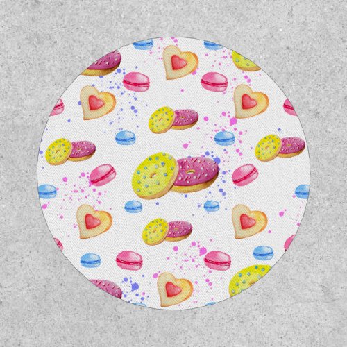 Sweet donuts with colorful glaze pattern patch