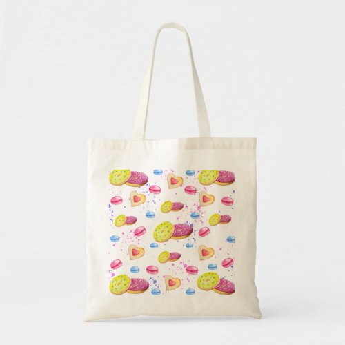 Sweet donuts with colorful glaze pattern tote bag