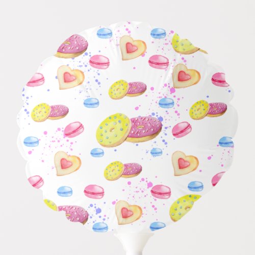 Sweet donuts with colourful glaze pattern balloon