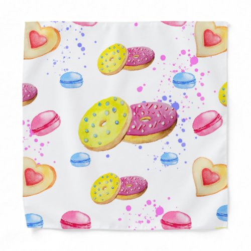 Sweet donuts with colourful glaze pattern bandana