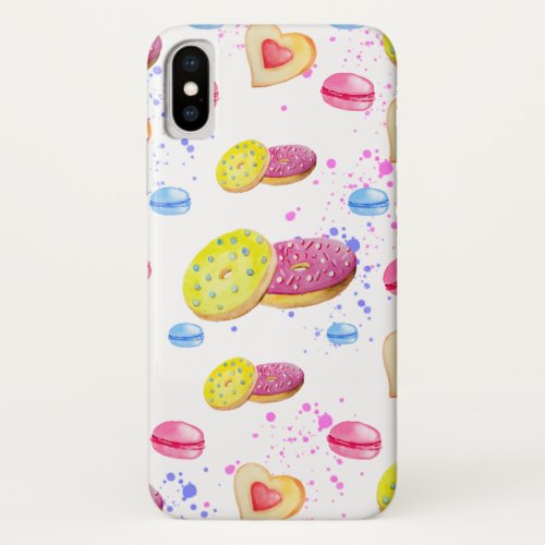 Sweet donuts with colourful glaze pattern iPhone x case