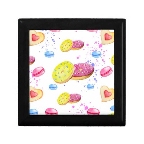 Sweet donuts with colourful glaze pattern gift box