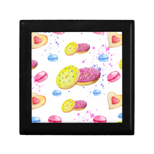Sweet donuts with colourful glaze pattern gift box (Front)