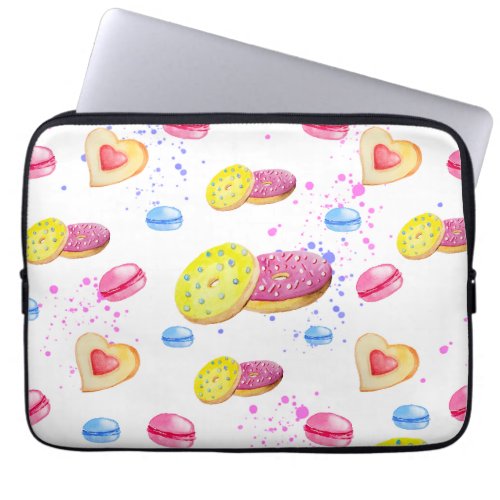 Sweet donuts with colourful glaze pattern laptop sleeve