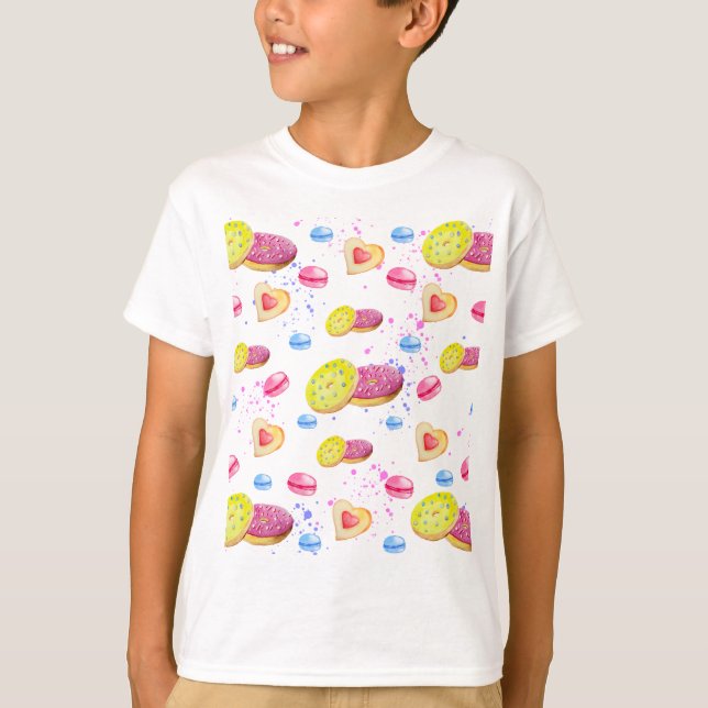 Sweet donuts with colourful glaze pattern T-Shirt (Front)