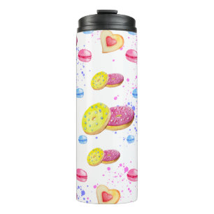Sweet donuts with colourful glaze pattern thermal tumbler