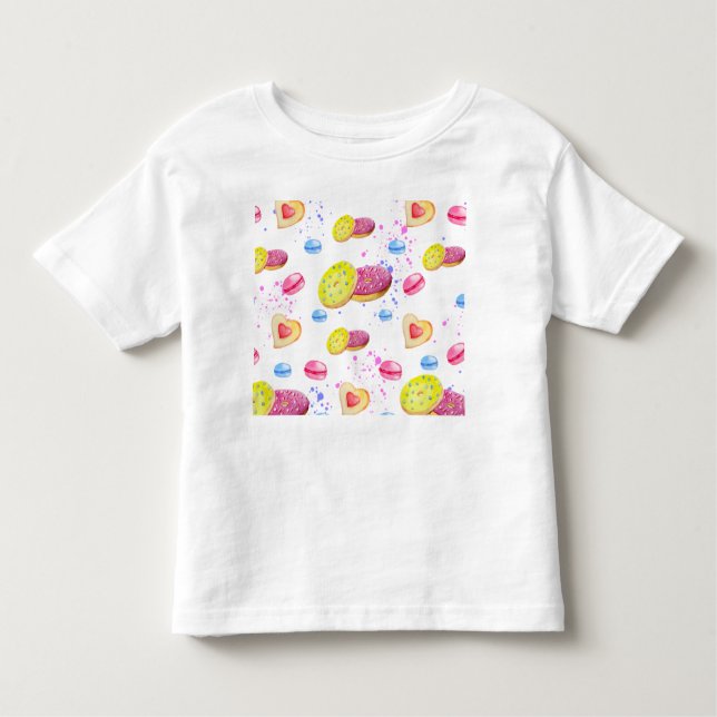 Sweet donuts with colourful glaze pattern toddler t-shirt (Front)
