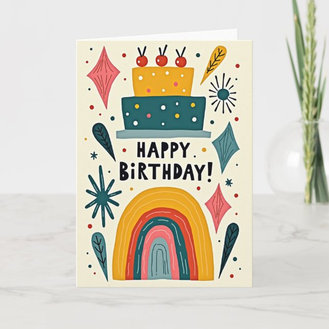 Sweet Dotted Cake Birthday Card (Front)