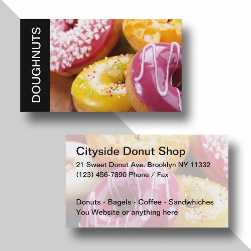 Sweet Doughnut Shop Colorful Business Cards