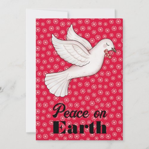 Sweet Dove  Berries Red Snowflakes Peace on Earth