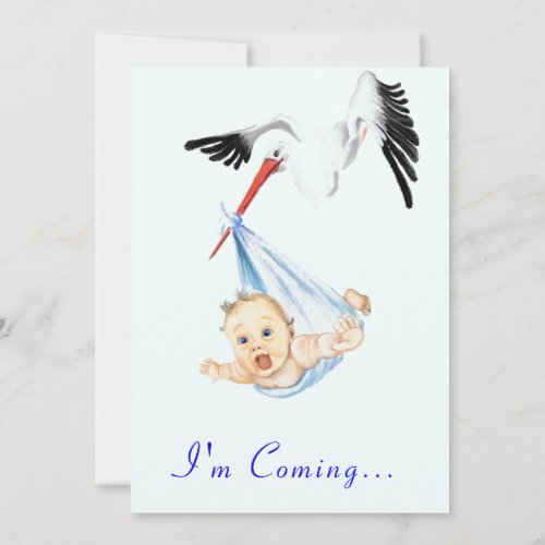 Sweet Drawing Fun Stork Baby Shower Invitation