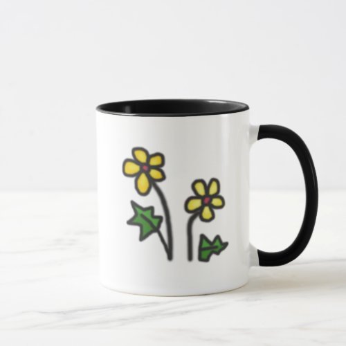 Sweet Drawn Yellow Flower Mug