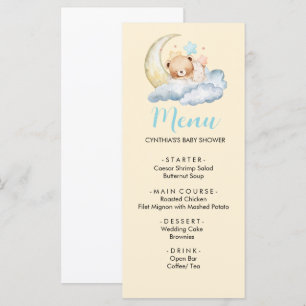 Sweet dream teddy bear Boy baby Shower Menu