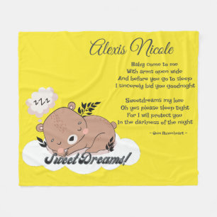 Sweet Dreams Baby Bear Fleece Blanket