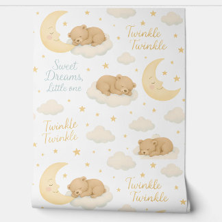 Sweet Dreams Baby Bear Nursery Wallpaper – Moon & 
