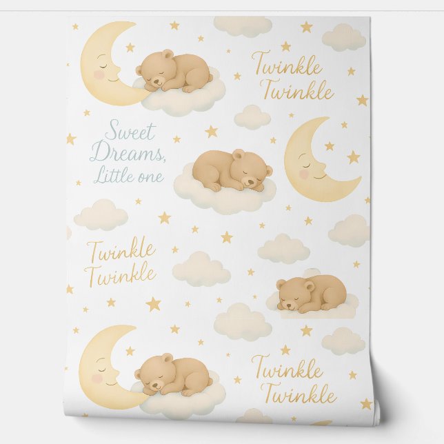 Sweet Dreams Baby Bear Nursery Wallpaper – Moon &  Wallpaper (Unrolling)