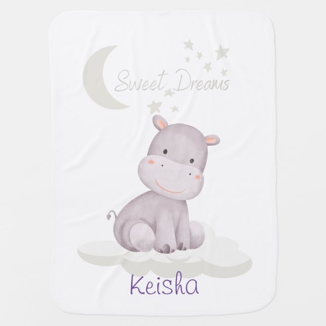Sweet Dreams Baby Blanket (Hippo) (Front)