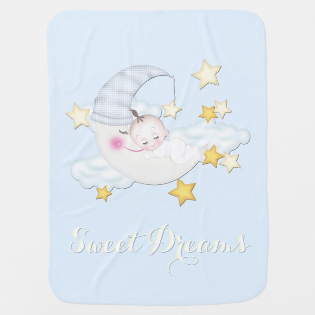 Sweet Dreams Baby Boy Baby Blanket (Front)