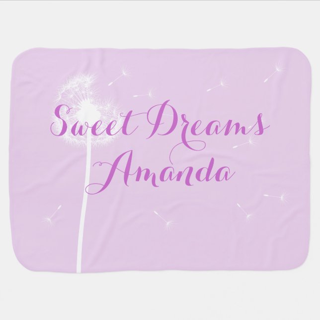 Sweet Dreams Baby Dandelion Light Purple Blanket (Horizontal)